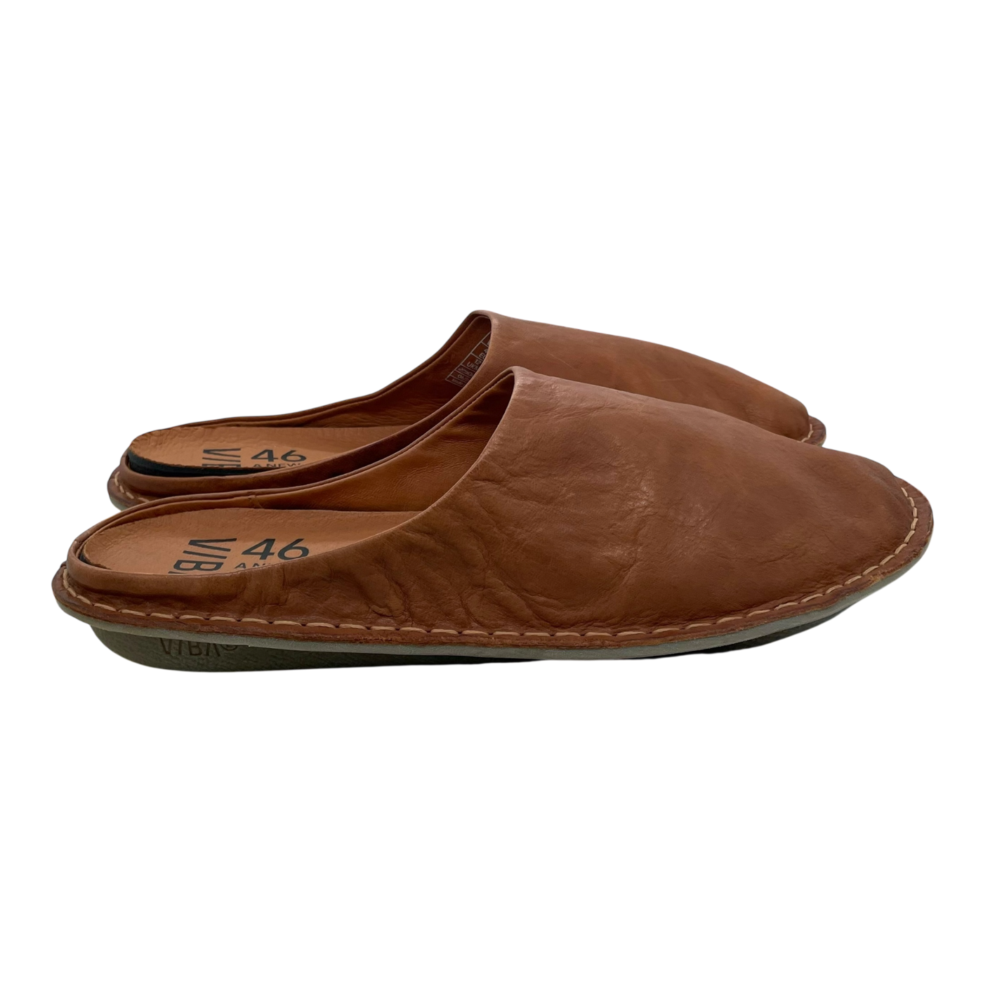 VIBAe Roma leather slippers, cognac brown | 46