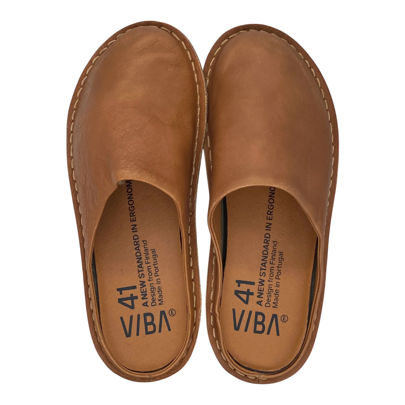 VIBAe Roma leather slippers, cognac brown | 41