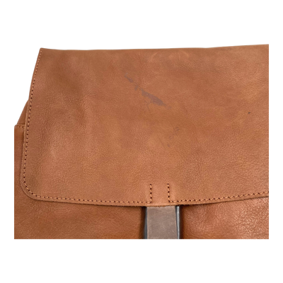 Harold's Bags leather lift notebook backpack, cognac brown