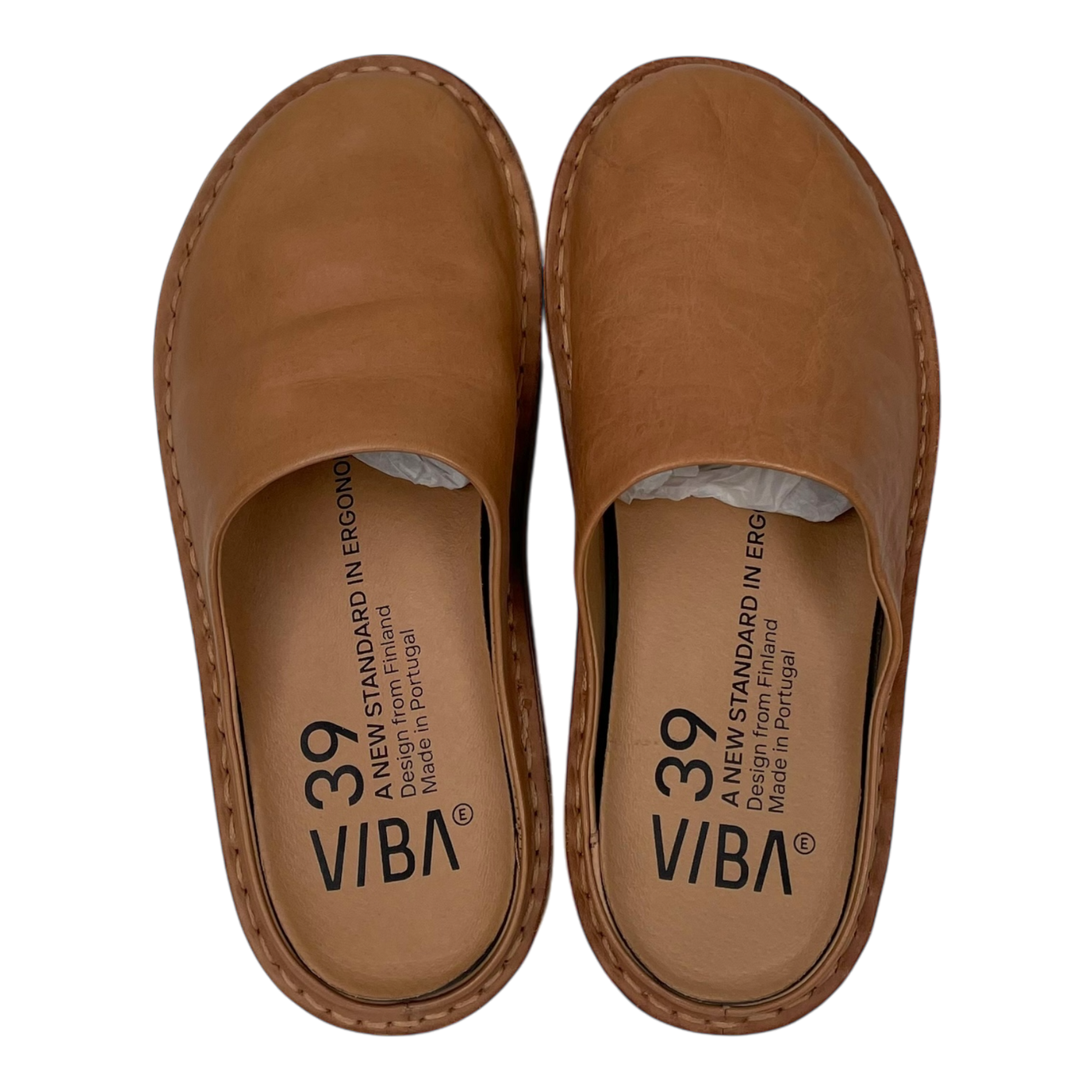 VIBAe Roma leather slippers, fawn tan | 39