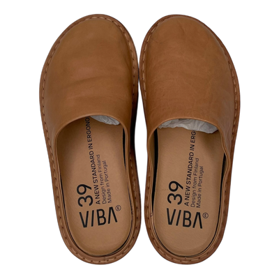 VIBAe Roma leather slippers, fawn tan | 39