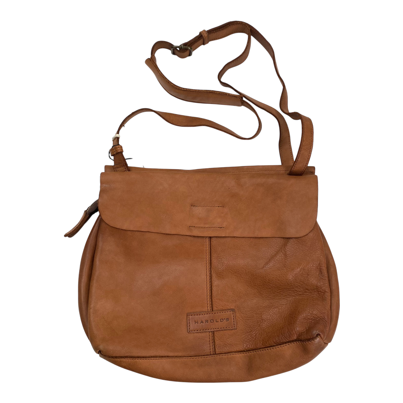 Harold's Bags leather submarine shoulderbag flap M, cognac