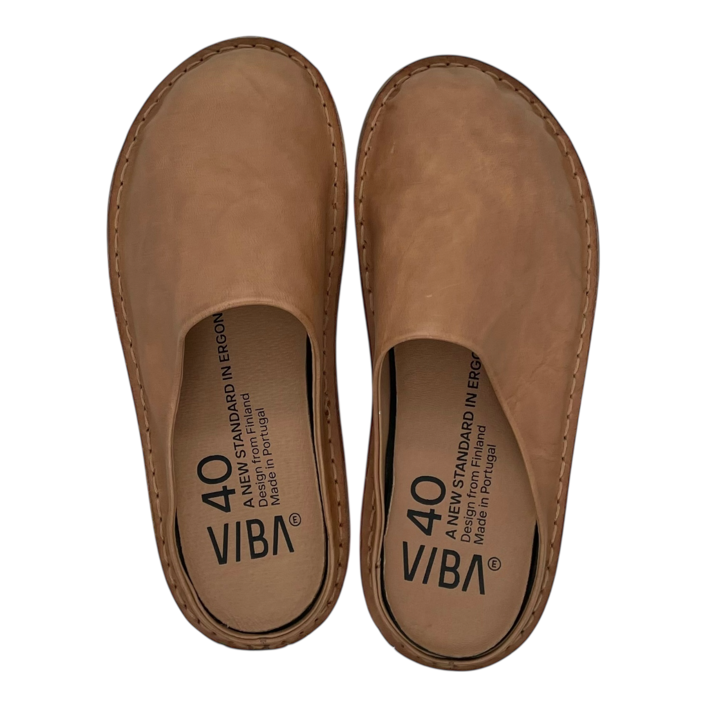 VIBAe Roma leather slippers, fawn tan | 40