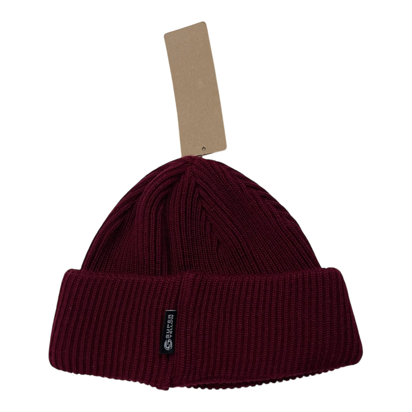 Superyellow merino wool beanie, dark red | adult onesize