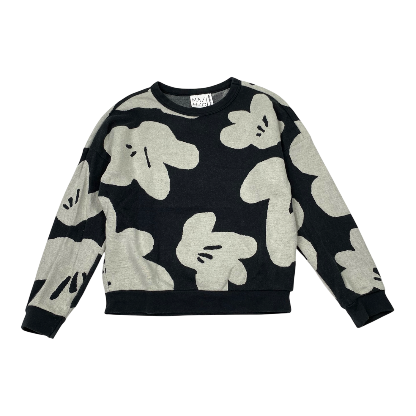 Mainio jacquard knit shirt, black/white | 110/116cm