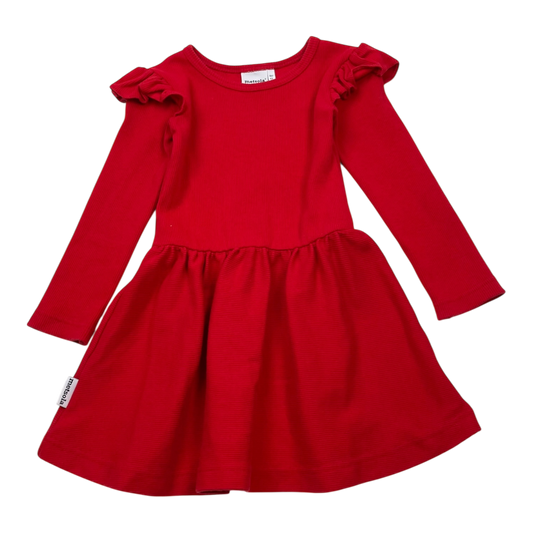 Metsola rib dress, red | 86/92cm