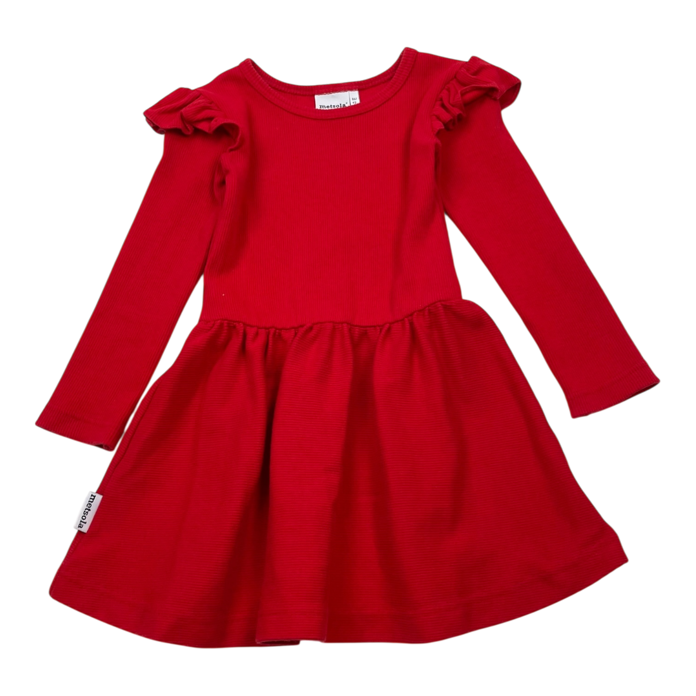 Metsola rib dress, red | 86/92cm