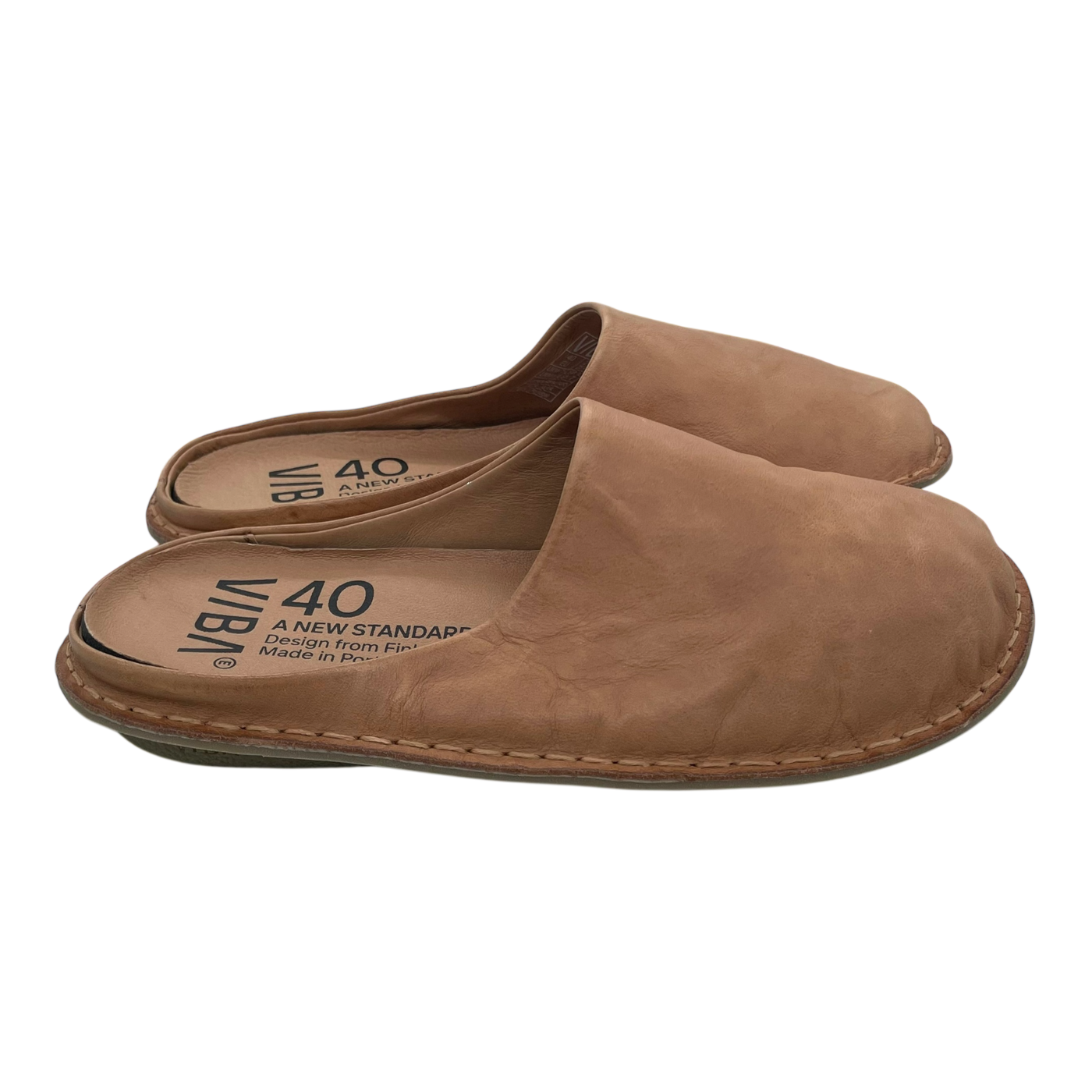 VIBAe Roma leather slippers, fawn tan | 40