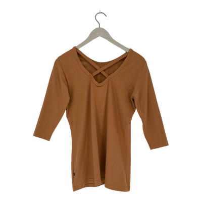 Kaiko cross shirt, caramel brown | woman M