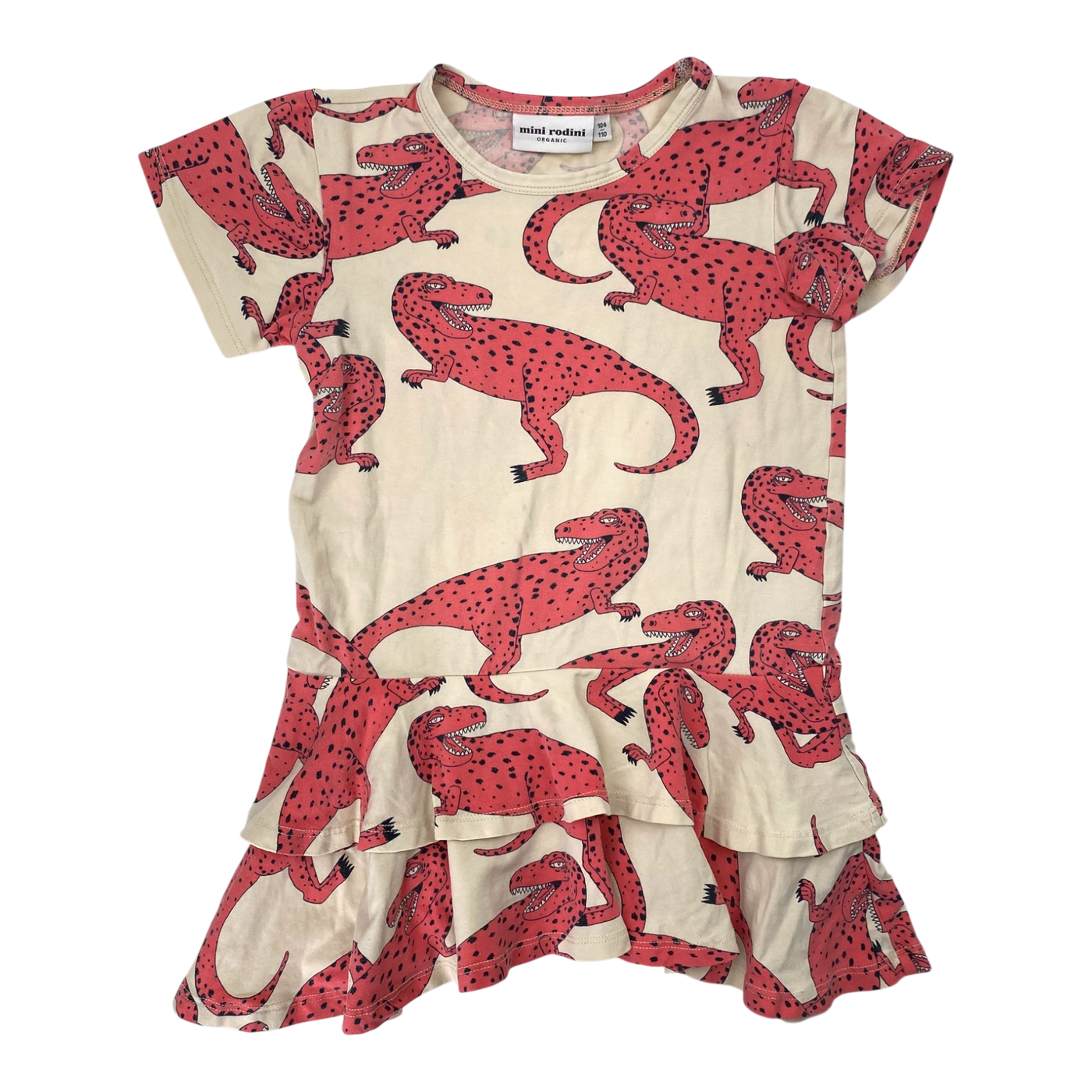 Mini Rodini frill dress, dinosaur | 104/110cm