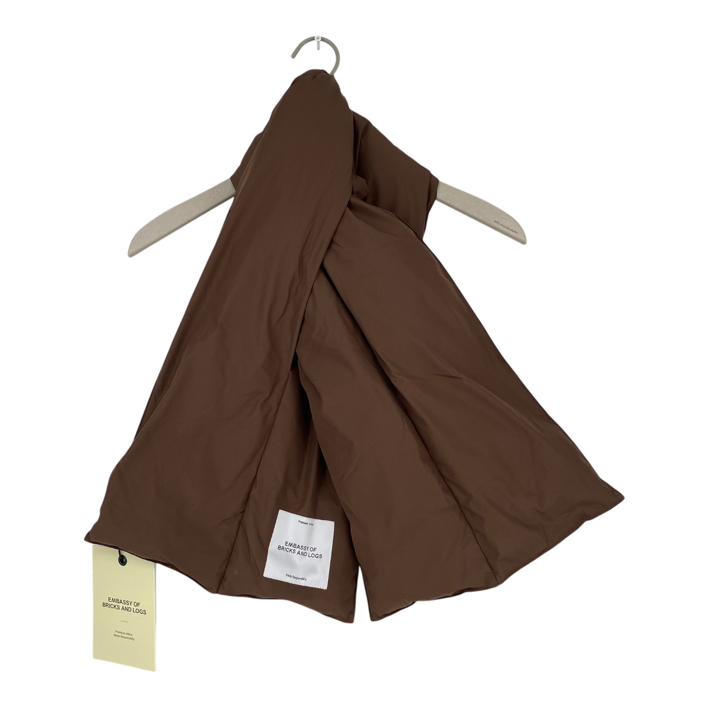 Embassy of Bricks and Logs hervey puffer scarf, brown
