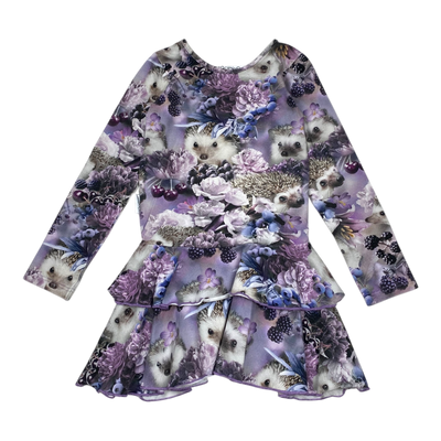 Gugguu frilla dress, hedgehog print | 116cm