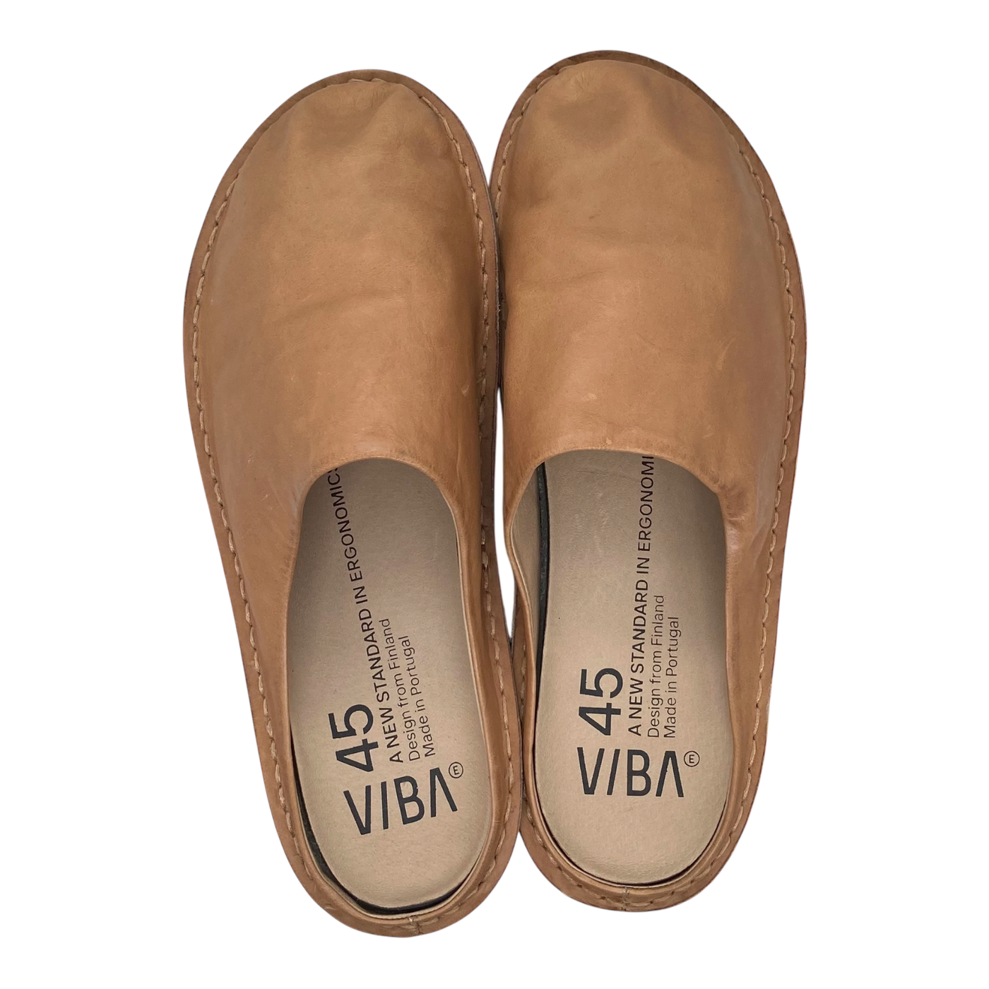 VIBAe Roma leather slippers, fawn tan | 45