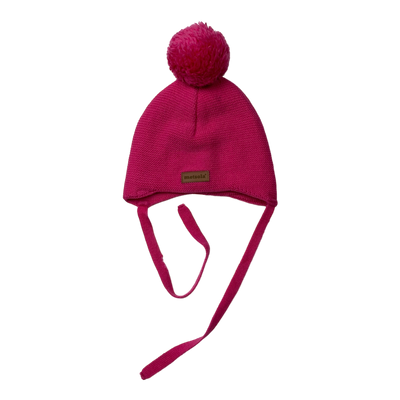 Metsola knitted cotton beanie, hot pink | 1-2y