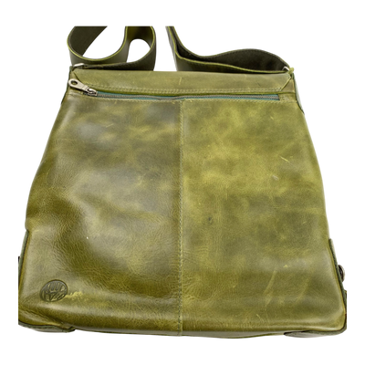 Harold's Bags leather messenger bag upend, green