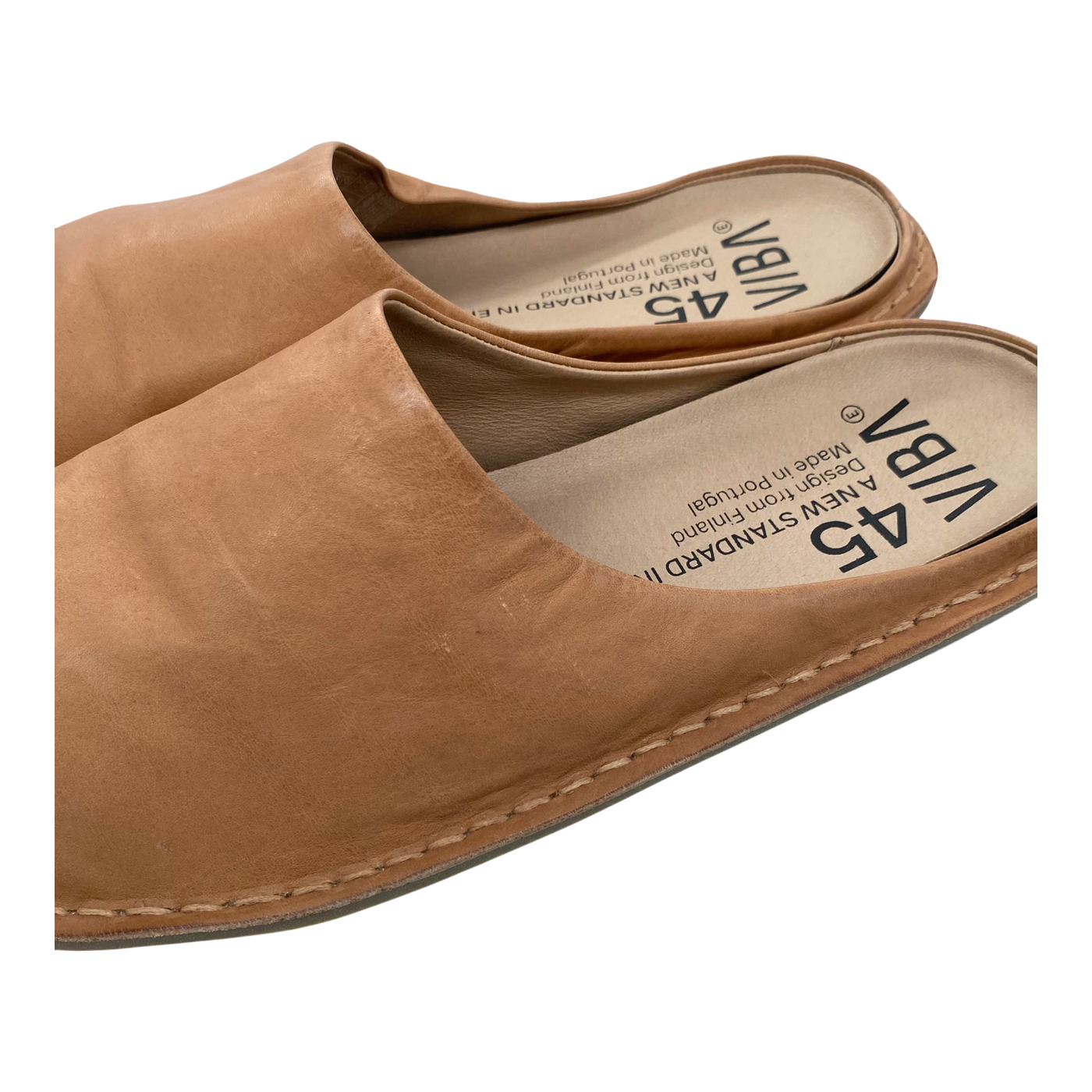 VIBAe Roma leather slippers, fawn tan | 45