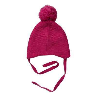 Metsola knitted cotton beanie, hot pink | 1-2y