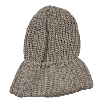 Metsola cable knit beanie with pom, beige | 7-8y