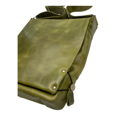 Harold's Bags leather messenger bag upend, green