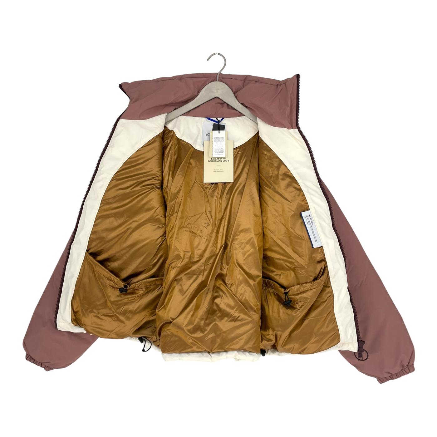 Embassy of Bricks and Logs Nonsan puffer jacket, off white/rose | unisex L
