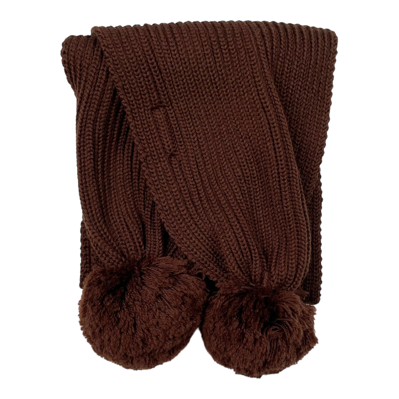 Gugguu merino scarf with poms, brown