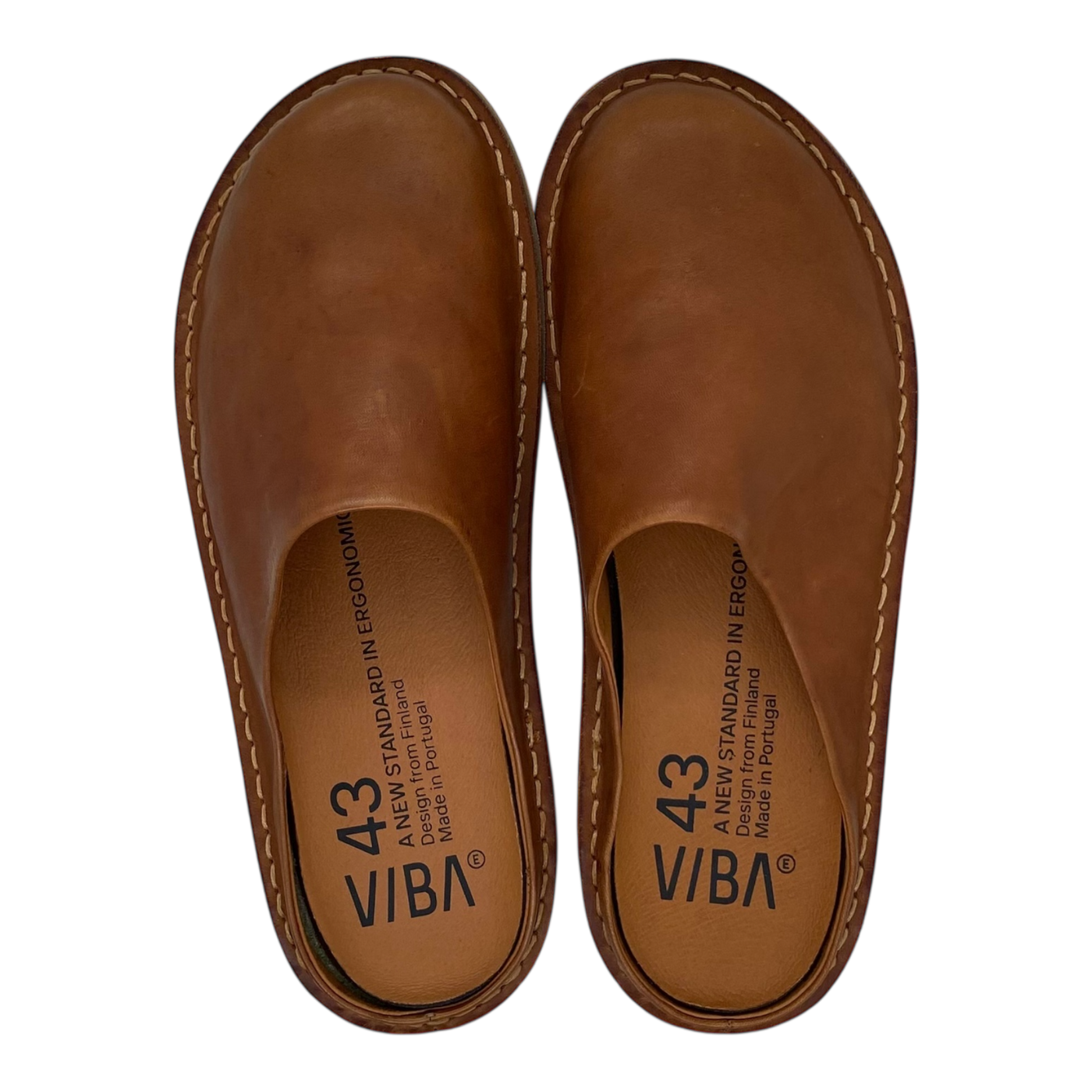 VIBAe Roma leather slippers, cognac brown | 43