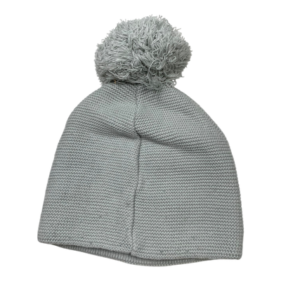 Metsola knit beanie with pom, light blue | 6-8y