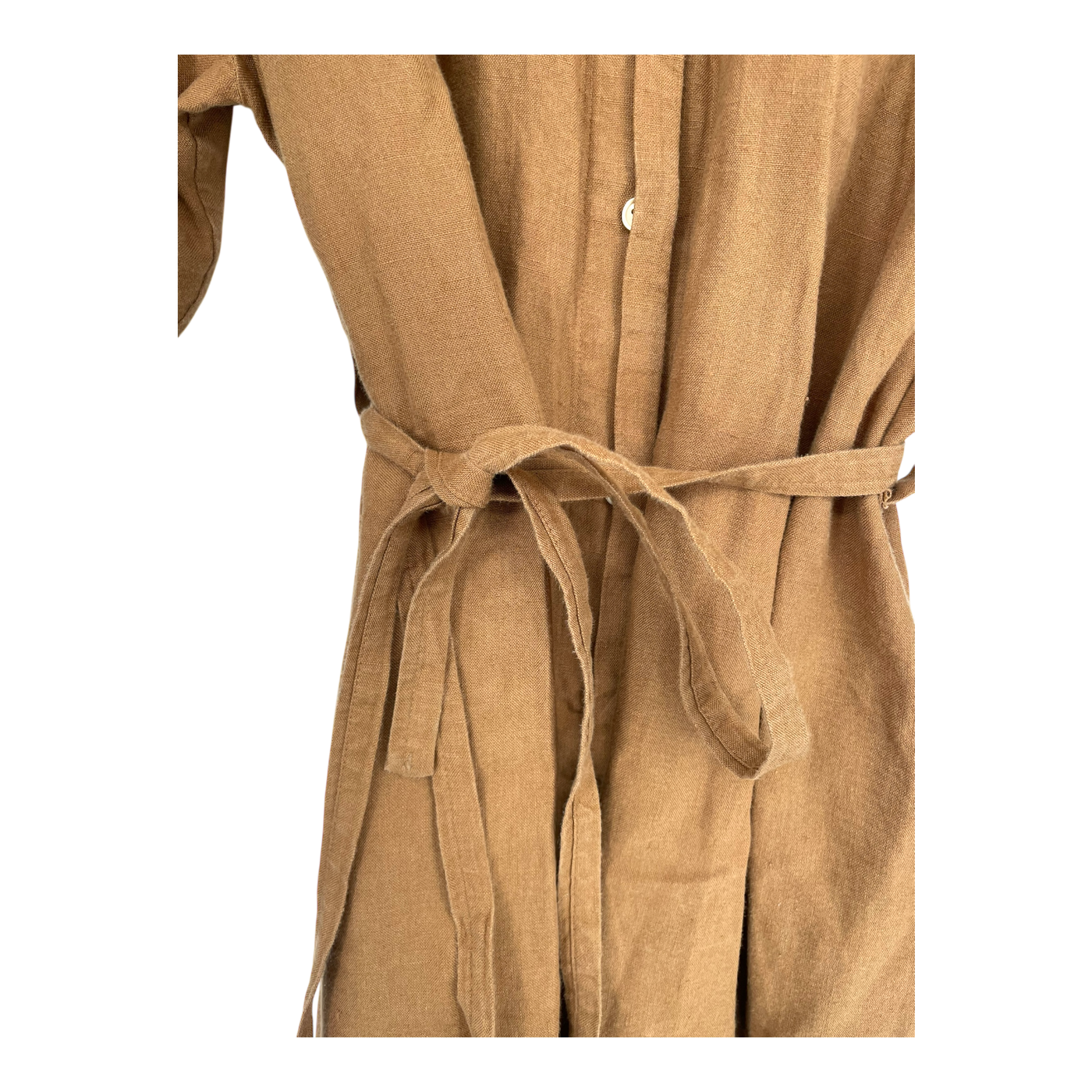 COS buttoned linen dress, caramel brown | woman 38