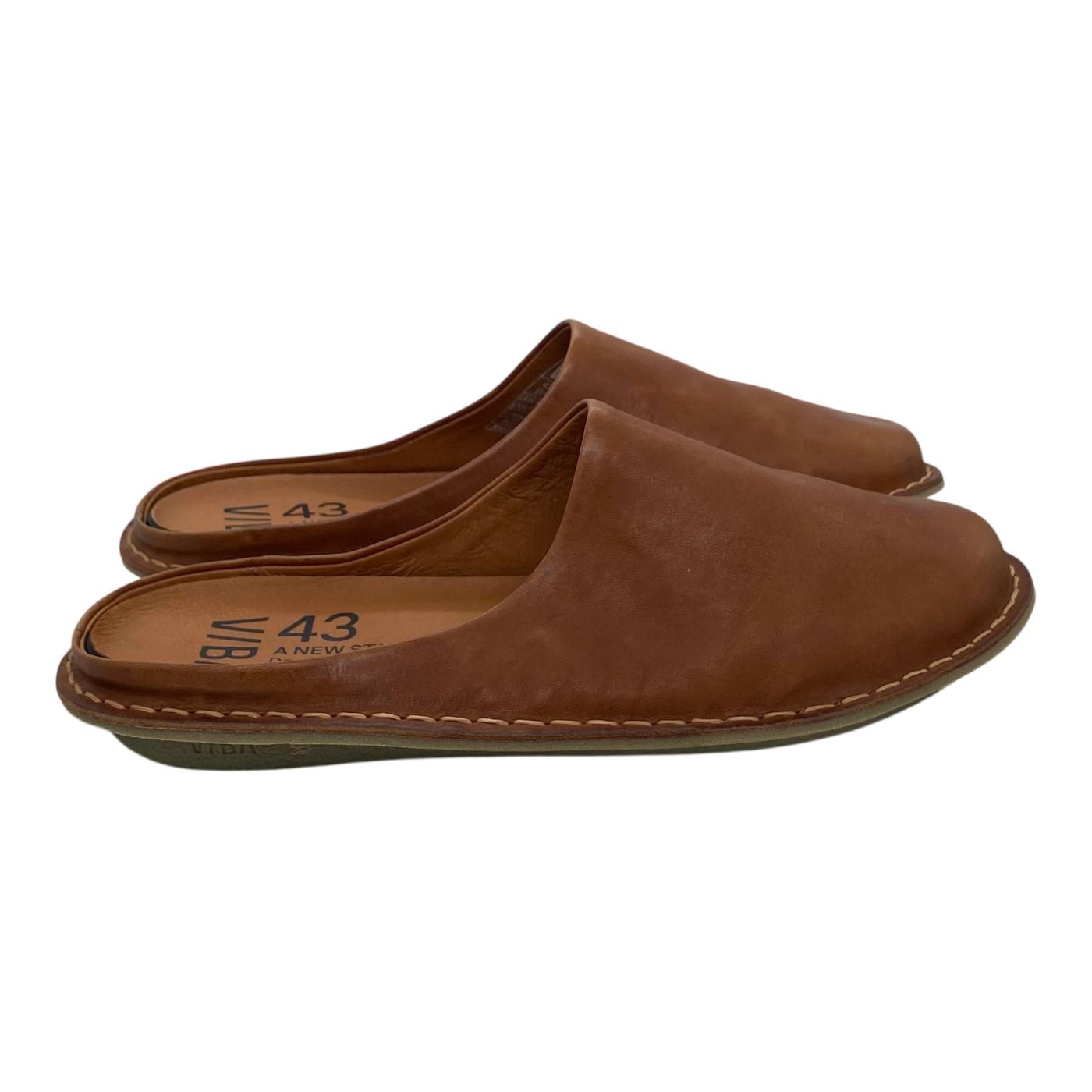 VIBAe Roma leather slippers, cognac brown | 43