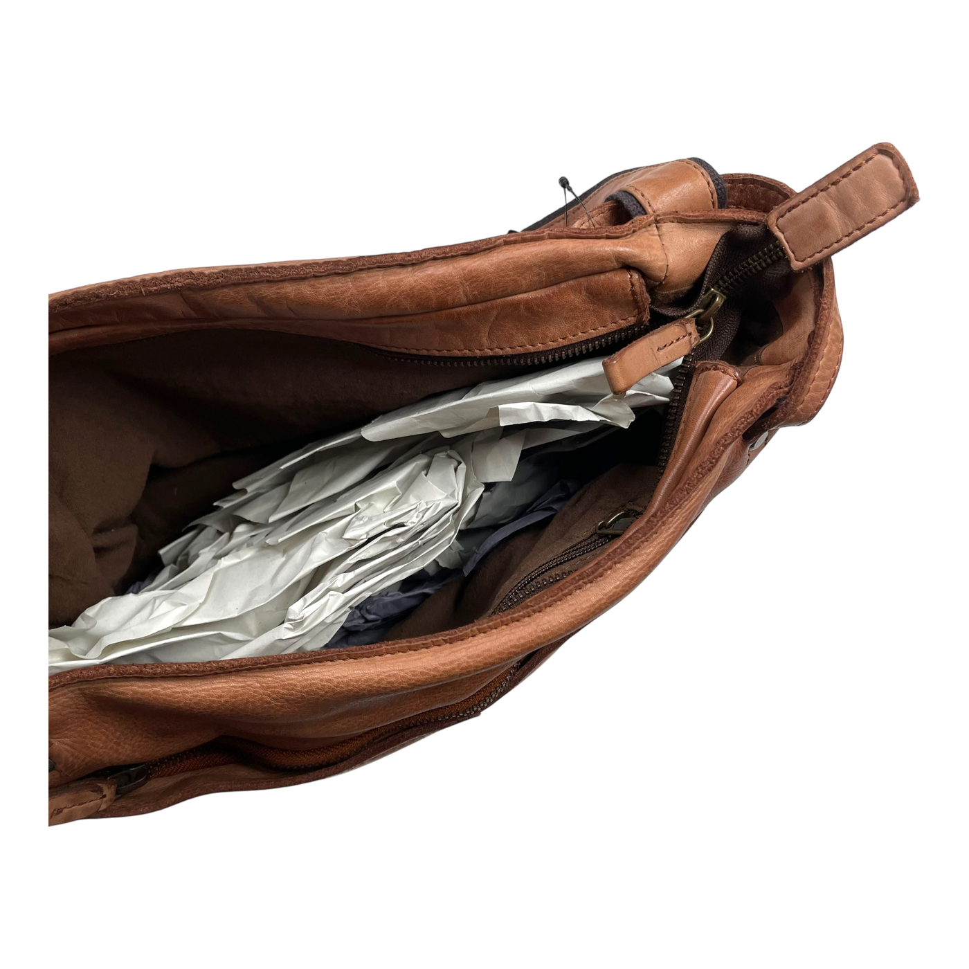 Harold's Bags leather submarine crossbag, cognac