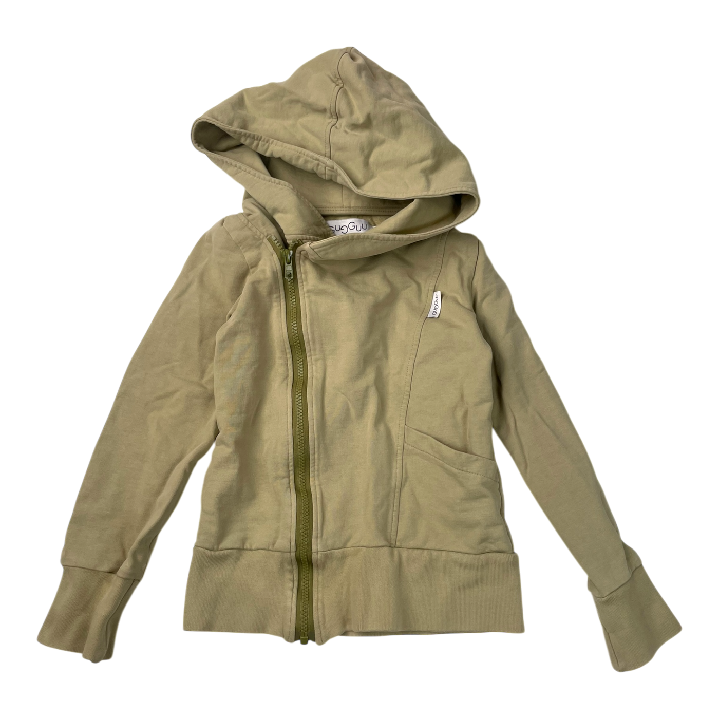 Gugguu zipper hoodie, tea green | 128cm