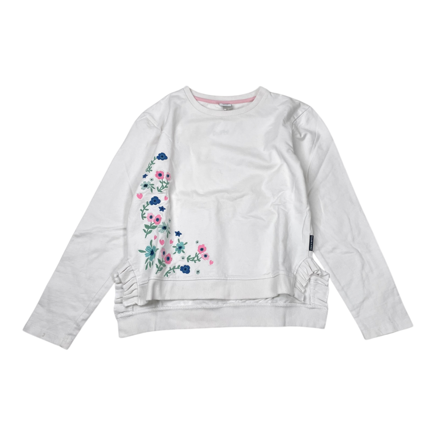 Polarn O. Pyret sweat shirt, white flowers | 146/152cm