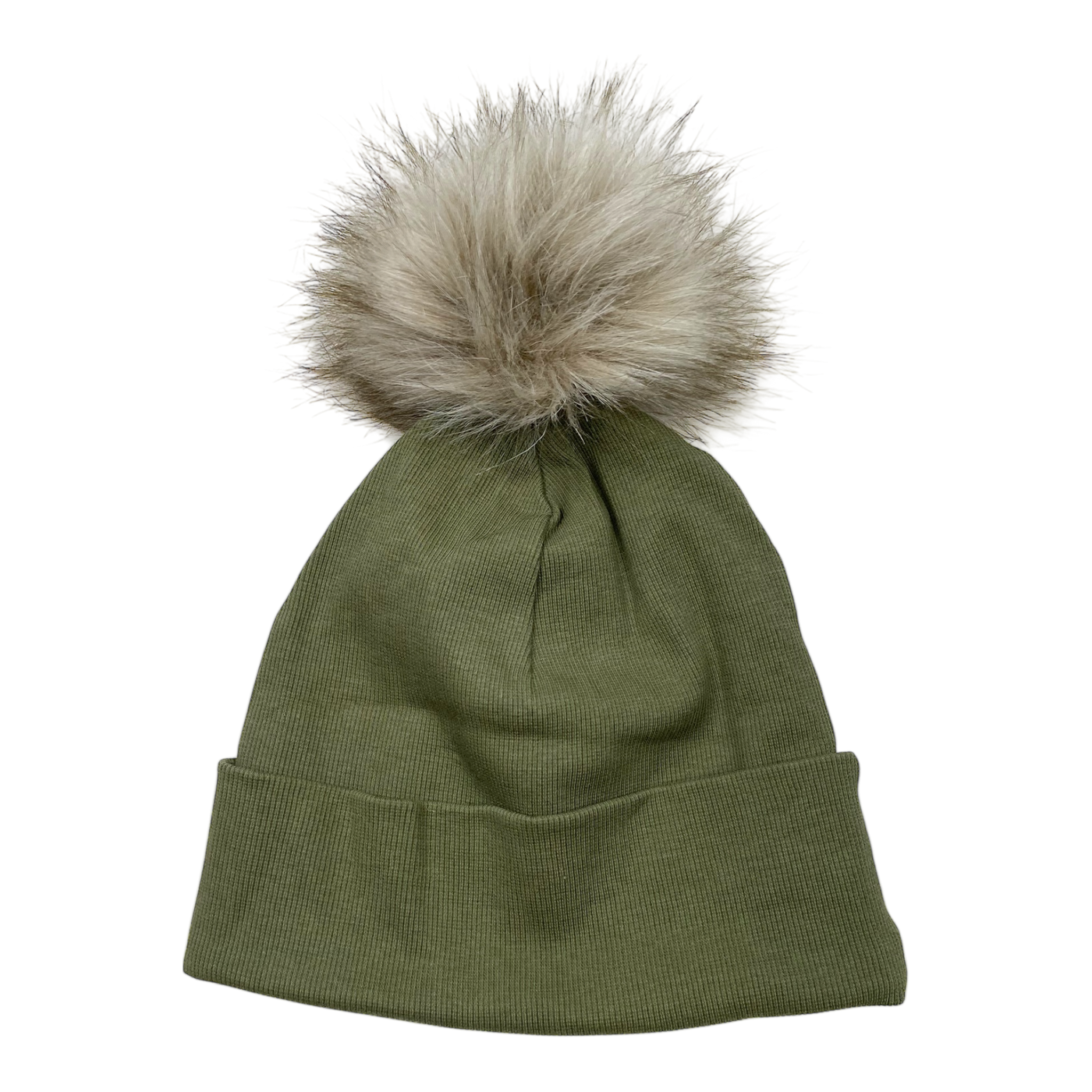 Metsola rib beanie with pom, moss green | 7-8y