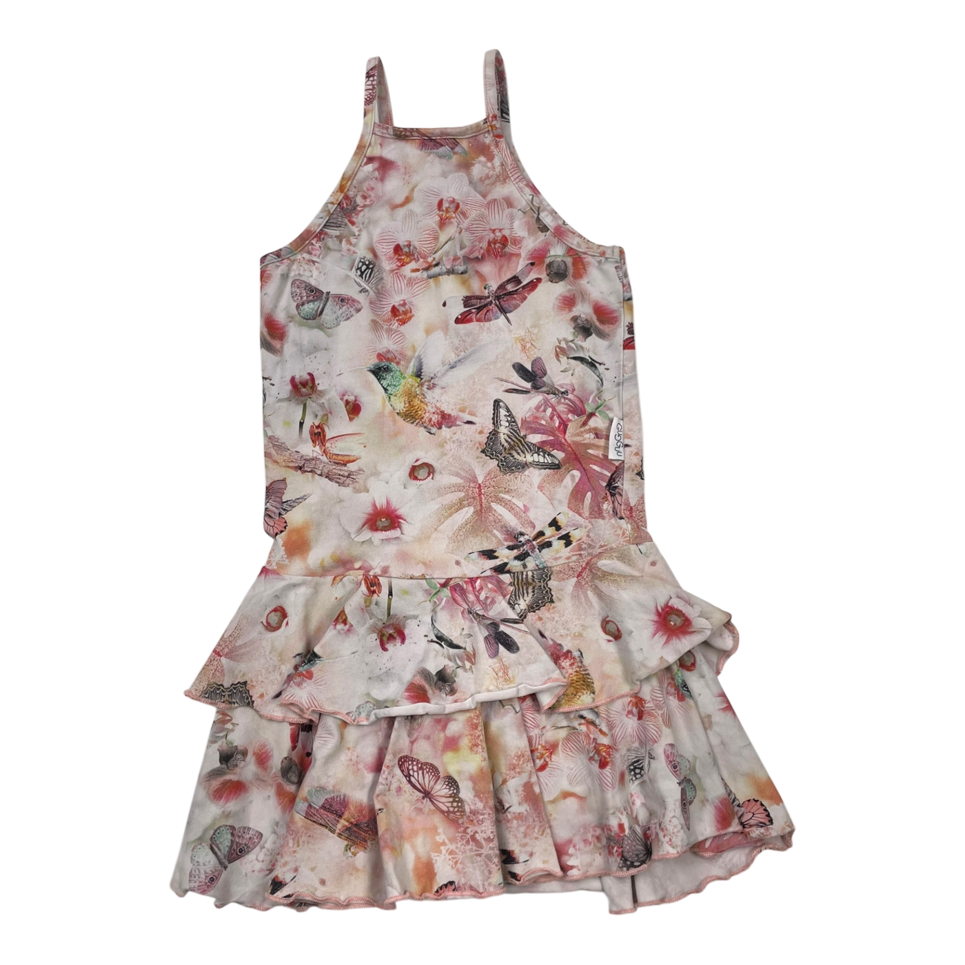 Gugguu spagetti frilla dress, butterfly | 110cm