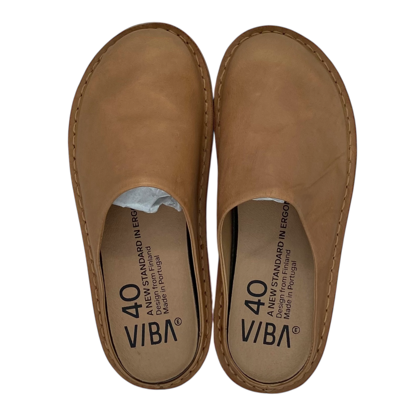VIBAe Roma leather slippers, fawn tan | 40