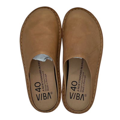 VIBAe Roma leather slippers, fawn tan | 40
