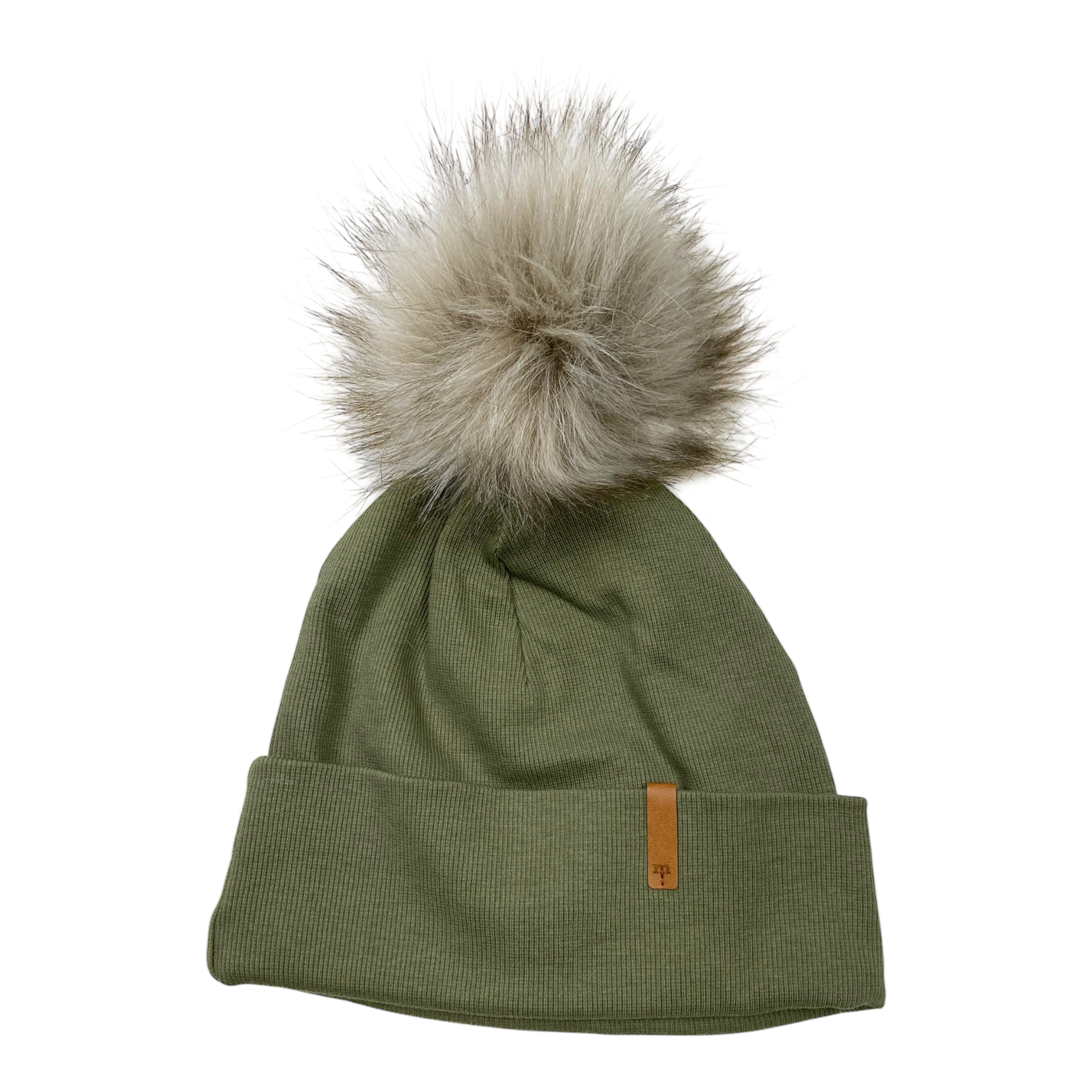 Metsola rib beanie with pom, moss green | 7-8y