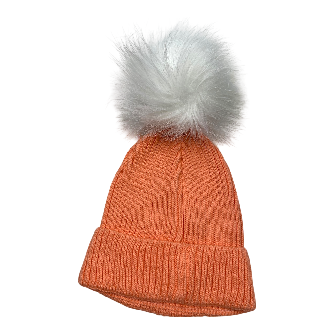 Metsola knit beanie with pom, coral | 6-8y