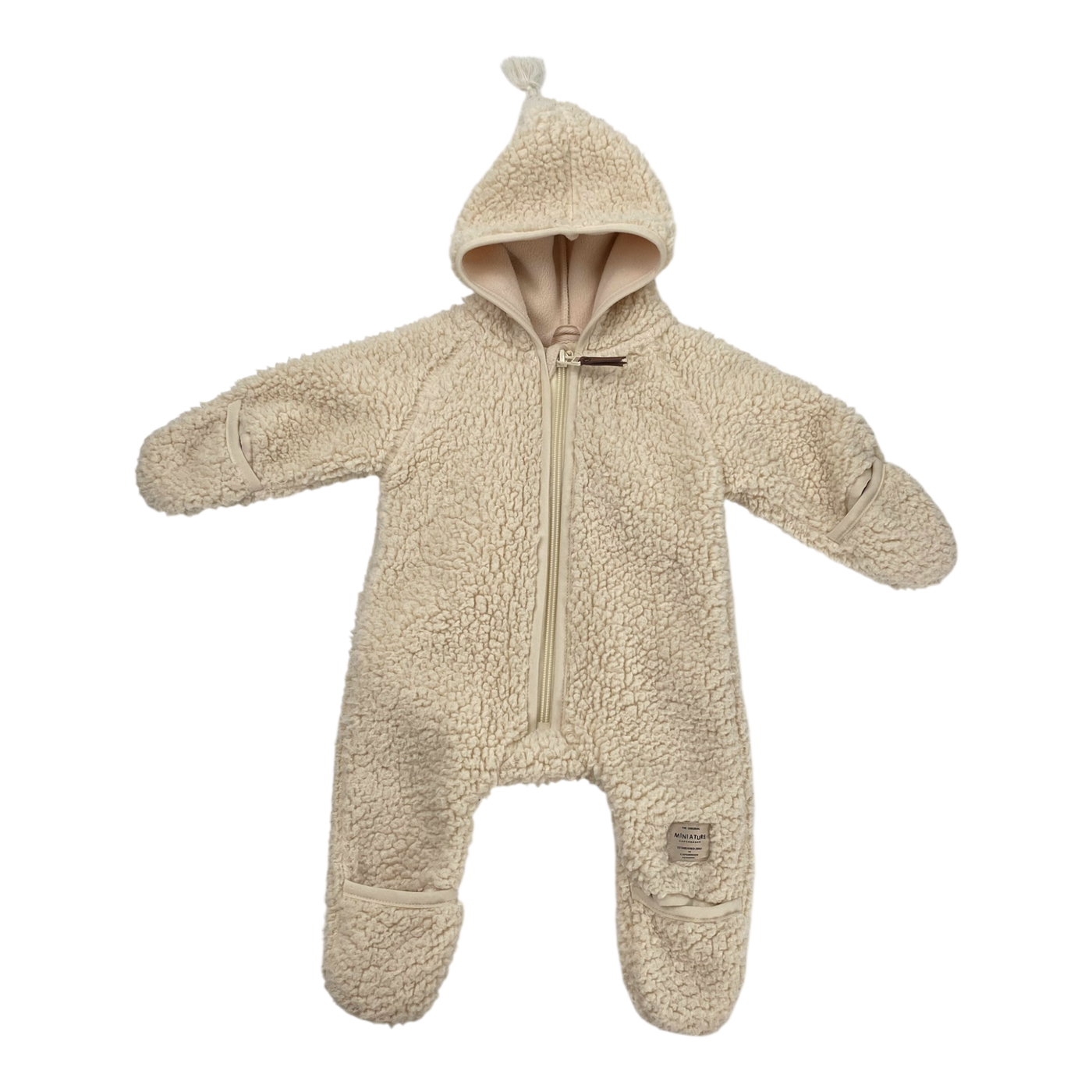 Mini A Ture matadel teddy fleece jumpsuit, cream | 62cm