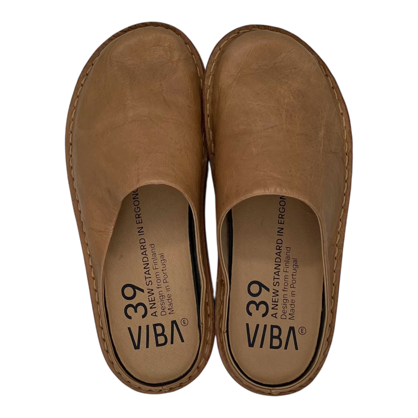 VIBAe Roma leather slippers, fawn tan | 39