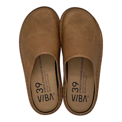VIBAe Roma leather slippers, fawn tan | 39