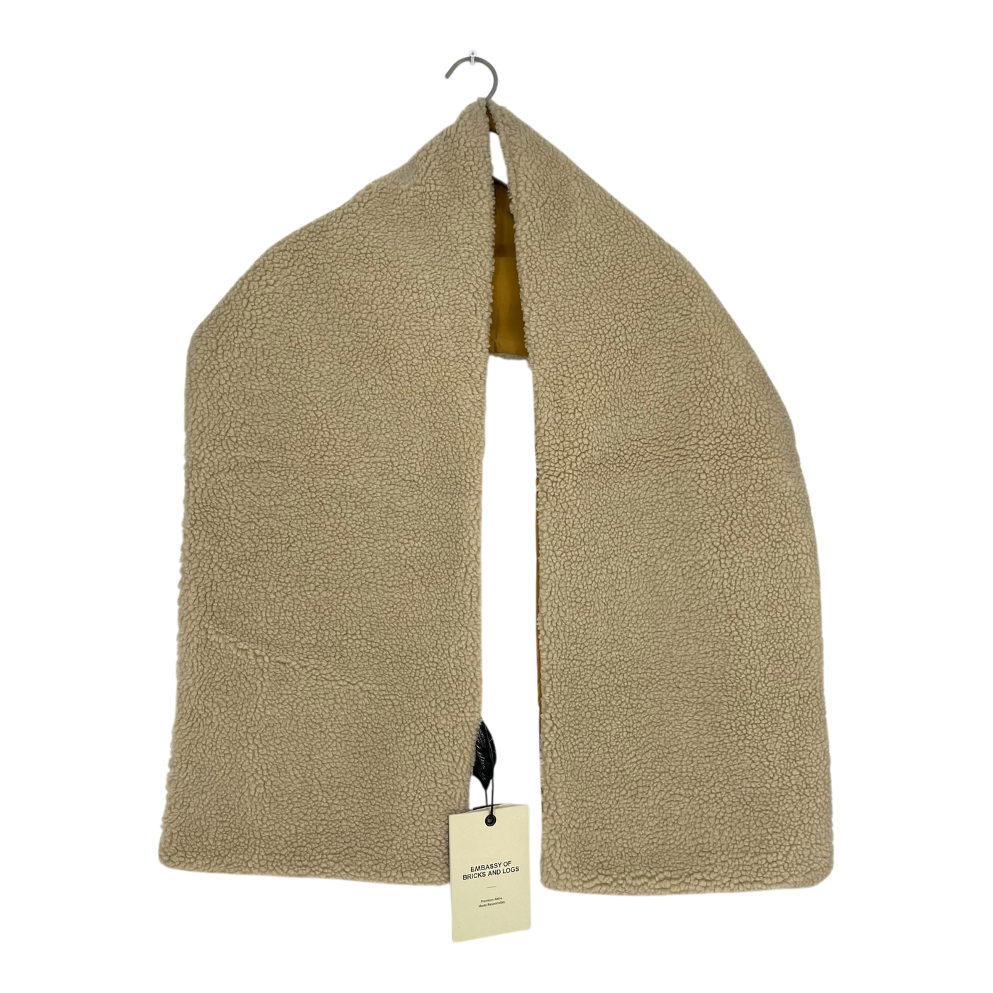 Embassy of Bricks and Logs bayonne sherpa scarf, beige/mustard