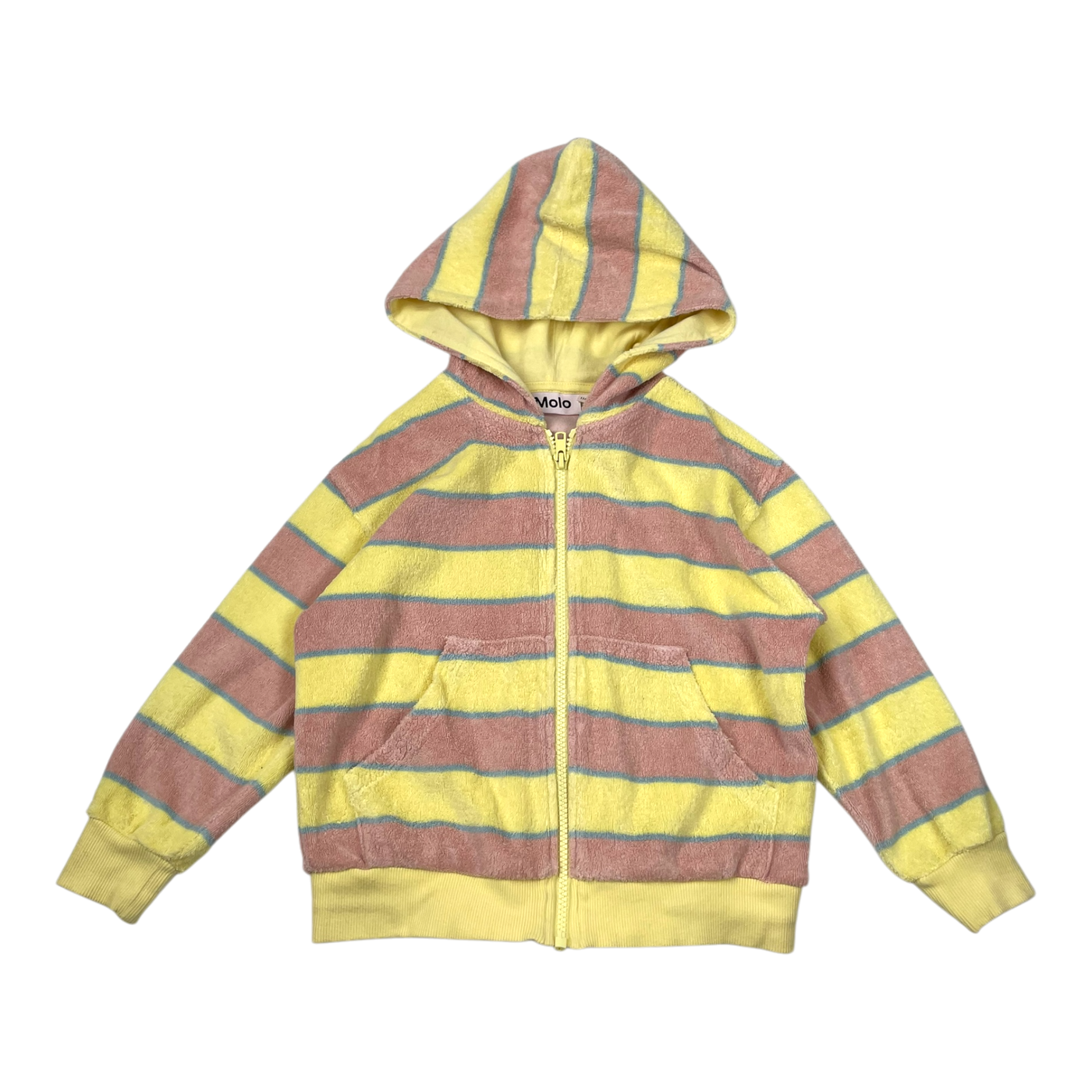 Molo terry zip hoodie, ice cream stripe | 116cm