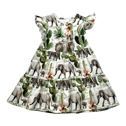 Nakoa frill dress, elephant | 92/98cm