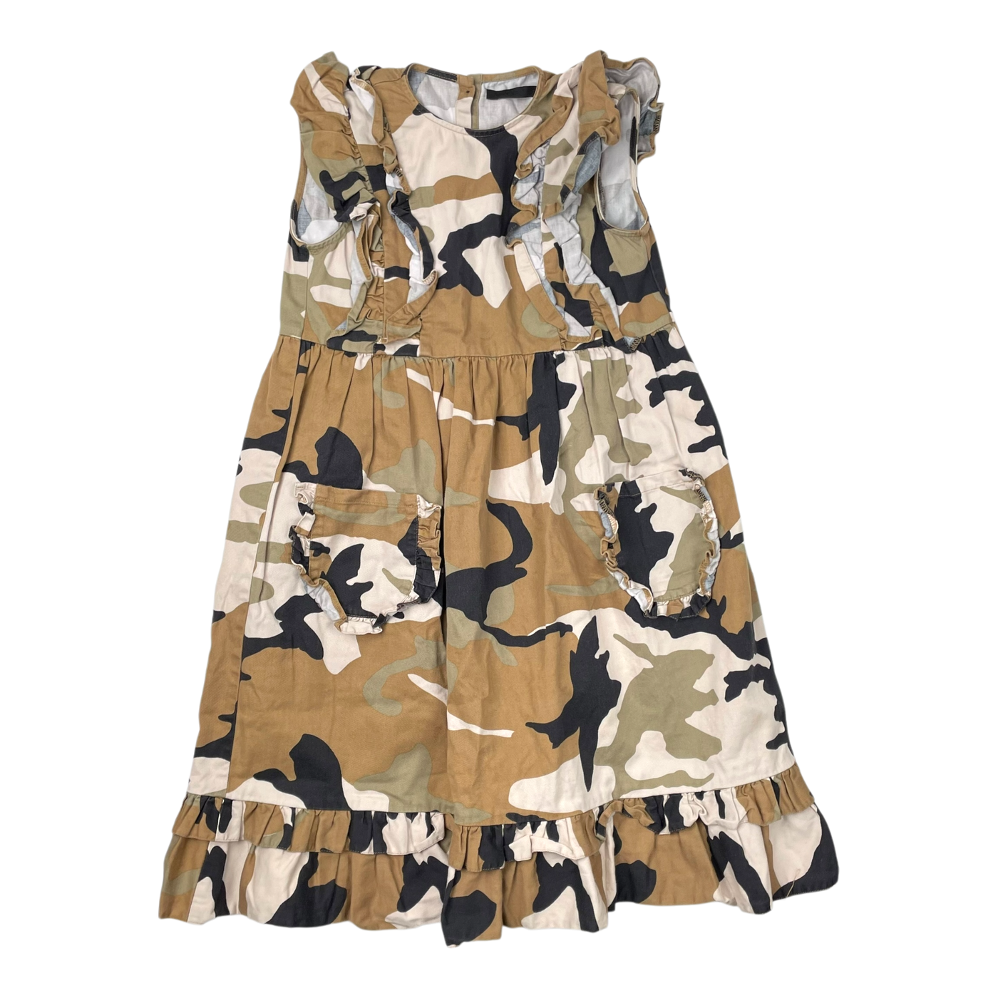 Vimma ruffle woven dress, camo | 130cm