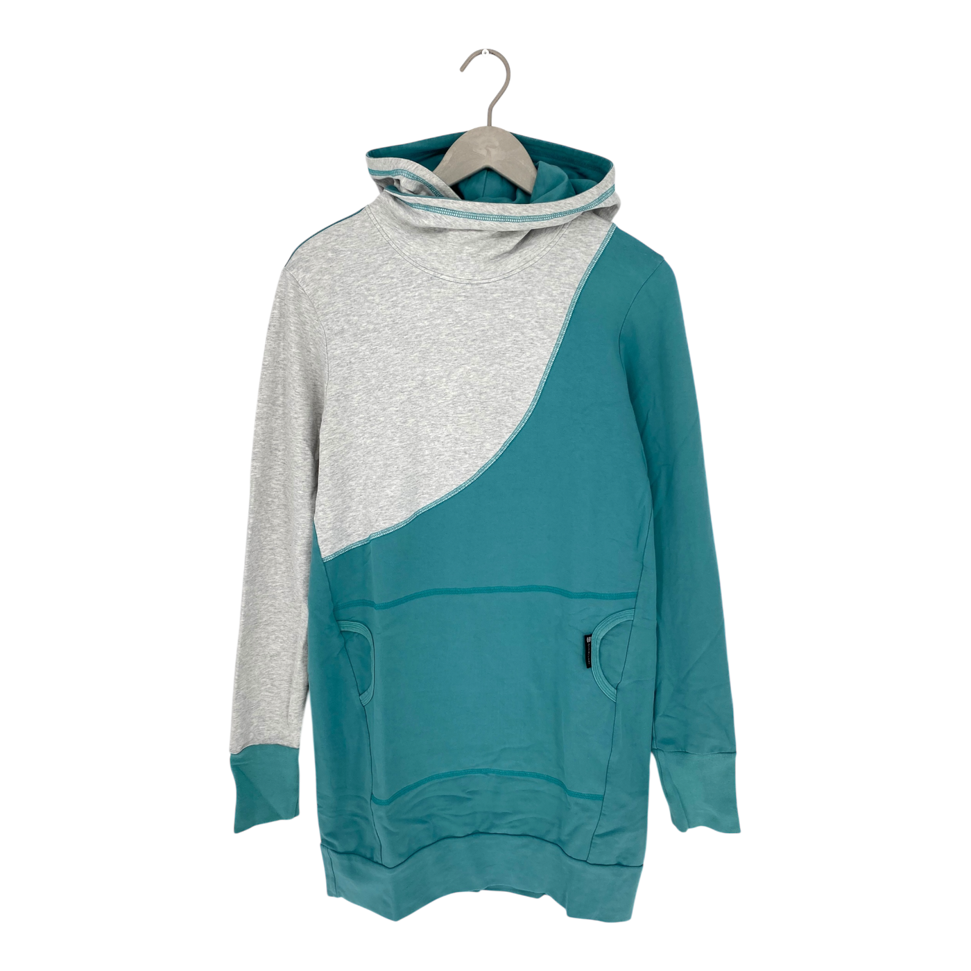 Ommellinen hoodie tunic, grey/turquoise | woman M