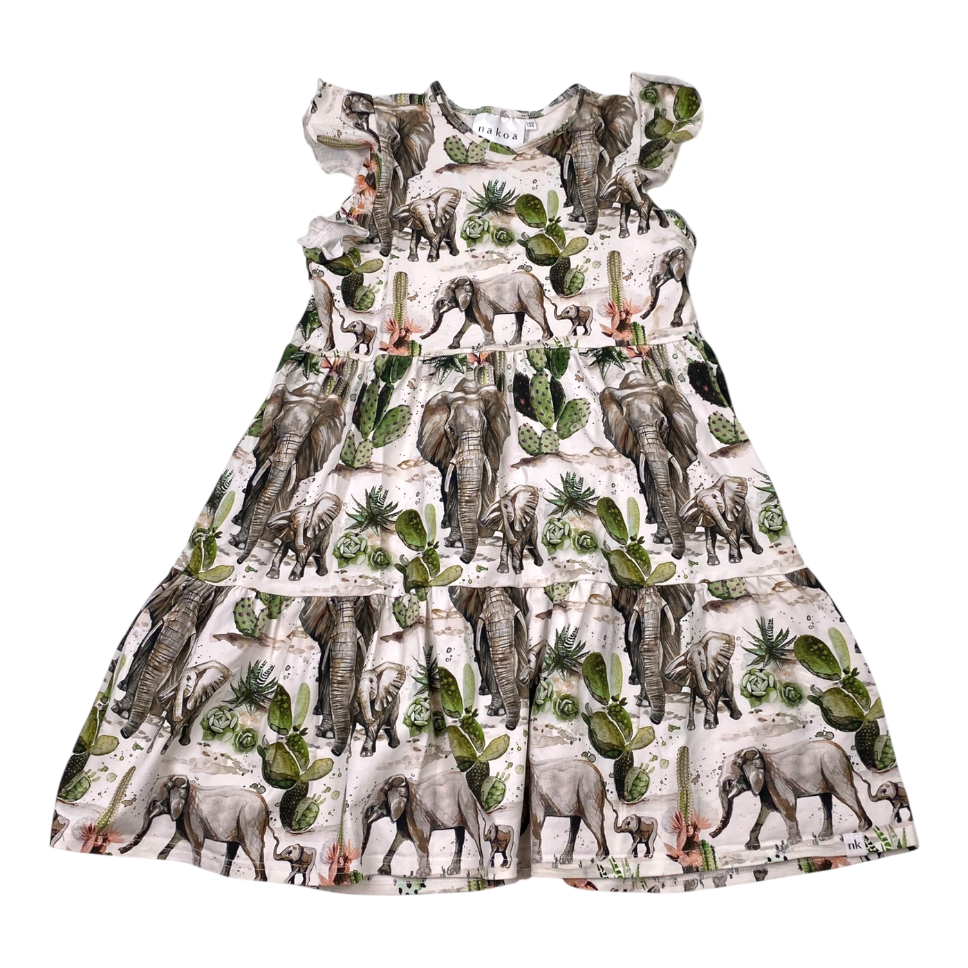 Nakoa frill dress, animals | 140/146cm