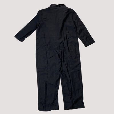 linen mix collar jumpsuit, black | 100cm