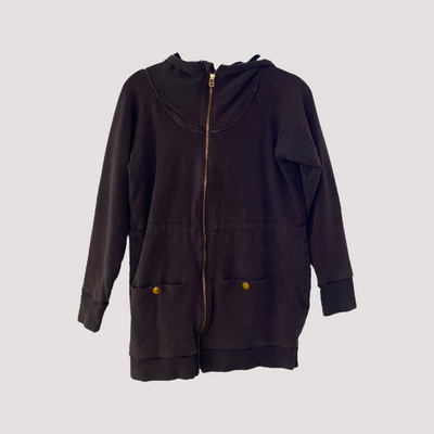 zipper sweat jacket, dark brown | women S