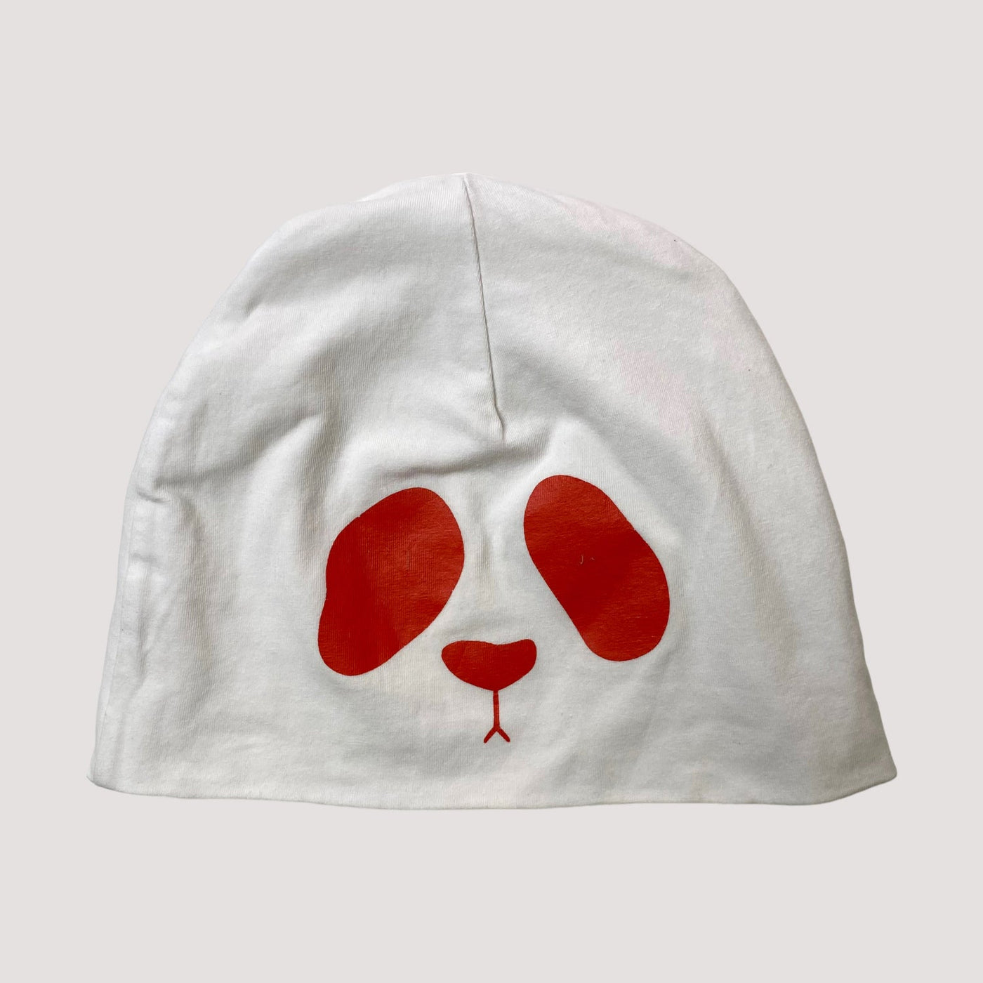 panda reversible beanie, white and brown/red | 48/50cm